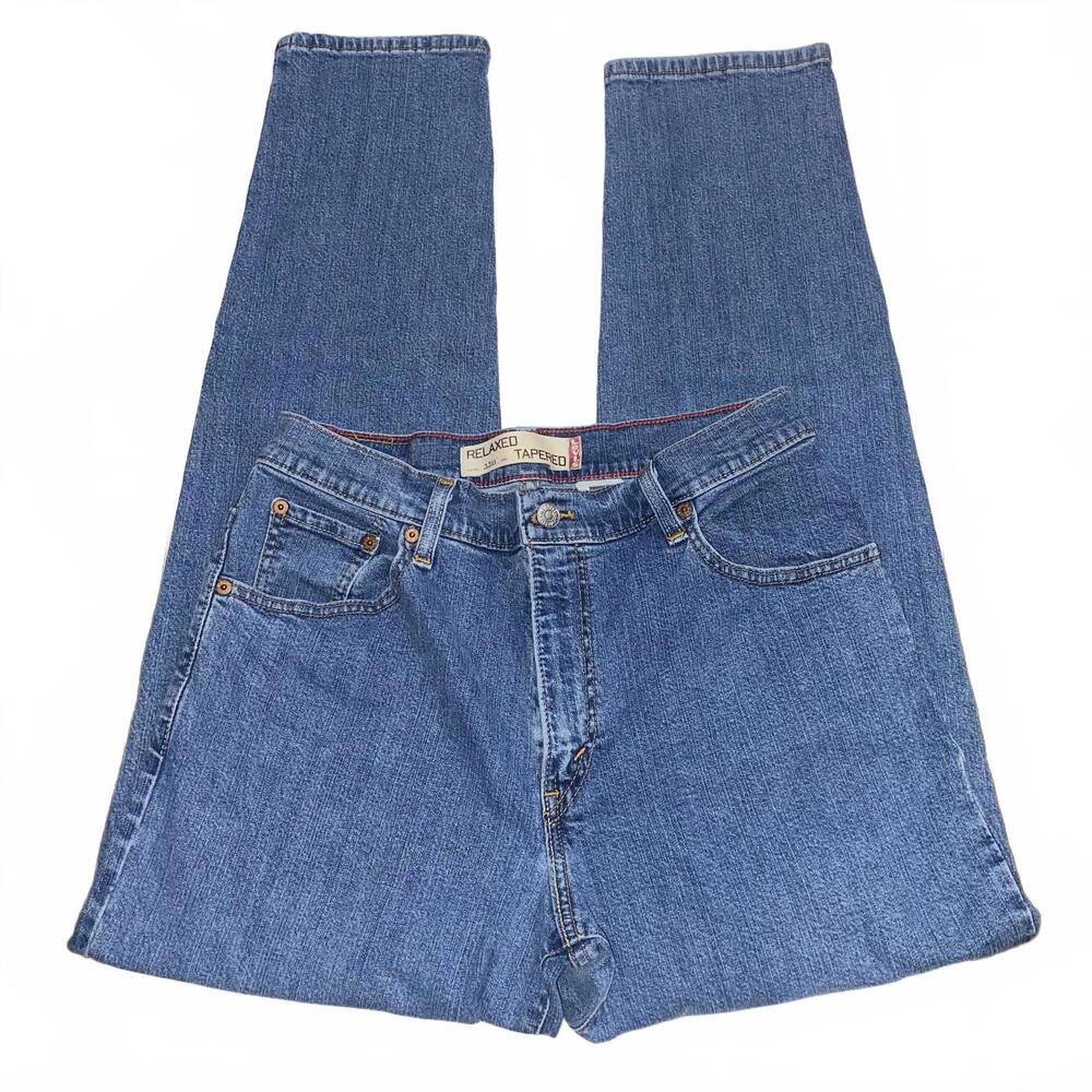 Vintage Levi's tapered straight leg denim jeans womens 12 Y2K 2000s grunge vibes - Picture 2 of 5